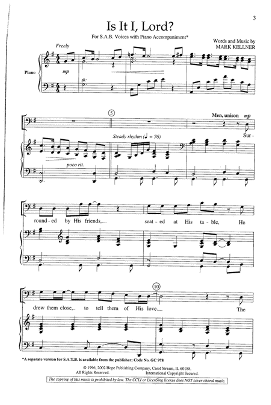 Is It I, Lord? SSA scores gallery preview page 4