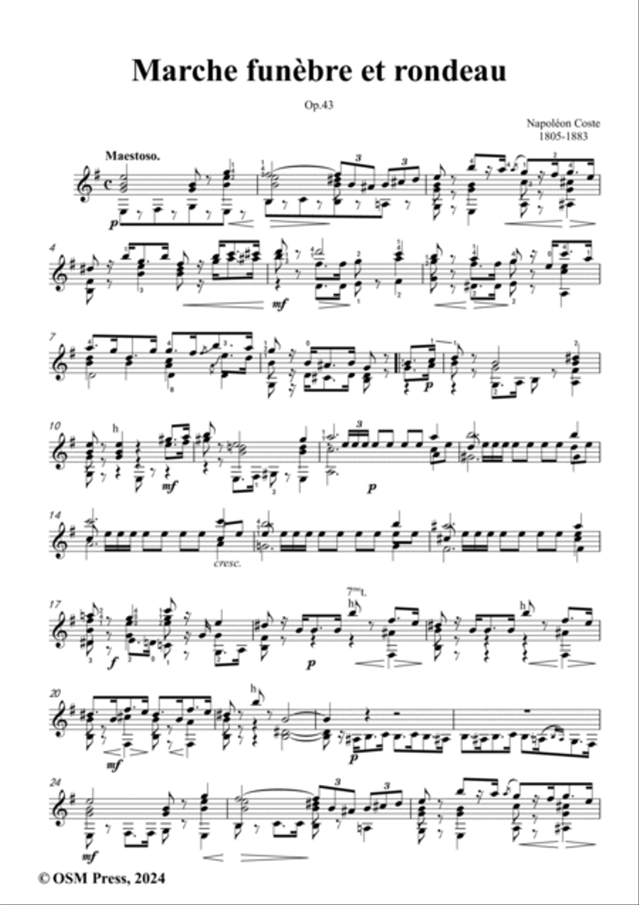 Coste-Marche funèbre et rondeau,Op.43,for Guitar Acoustic Guitar scores gallery preview page 2