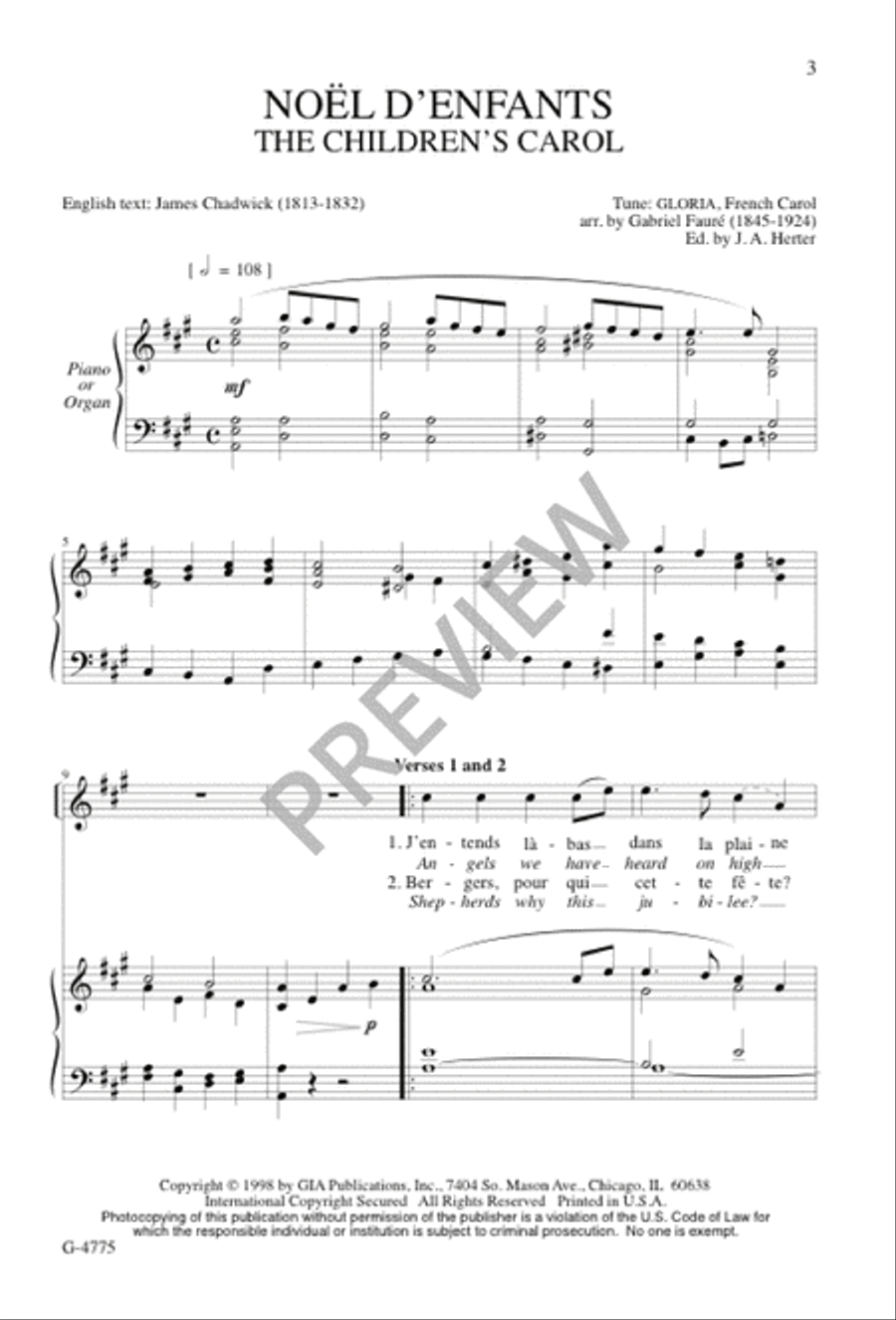 Noël D’Enfants Noël D’Enfants Unison Choir scores gallery preview page 3
