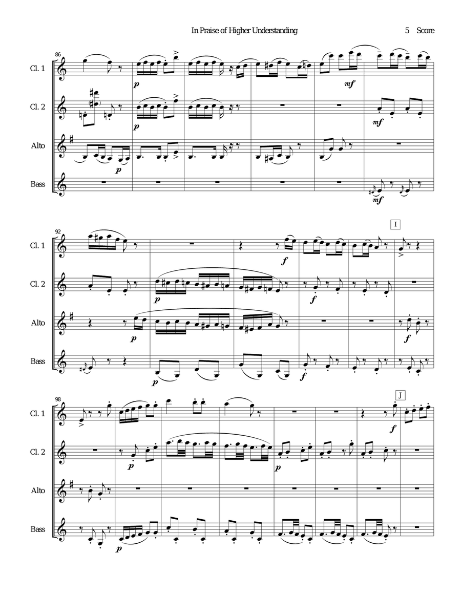 Mahler - In Search of Higher Understanding set for Clarinet Quartet Clarinet Quartet scores gallery preview page 5