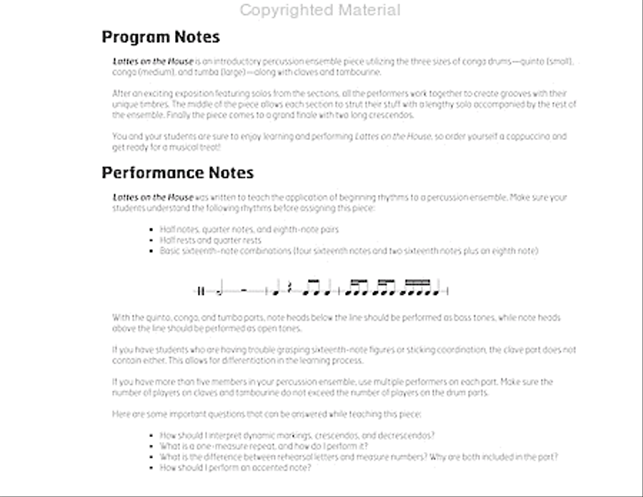 Lattes on the House Lattes on the House Percussion Ensemble scores gallery preview page 3