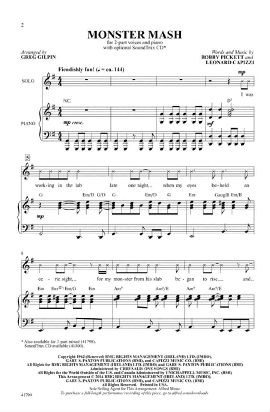 Monster Mash Choir scores gallery preview page 1