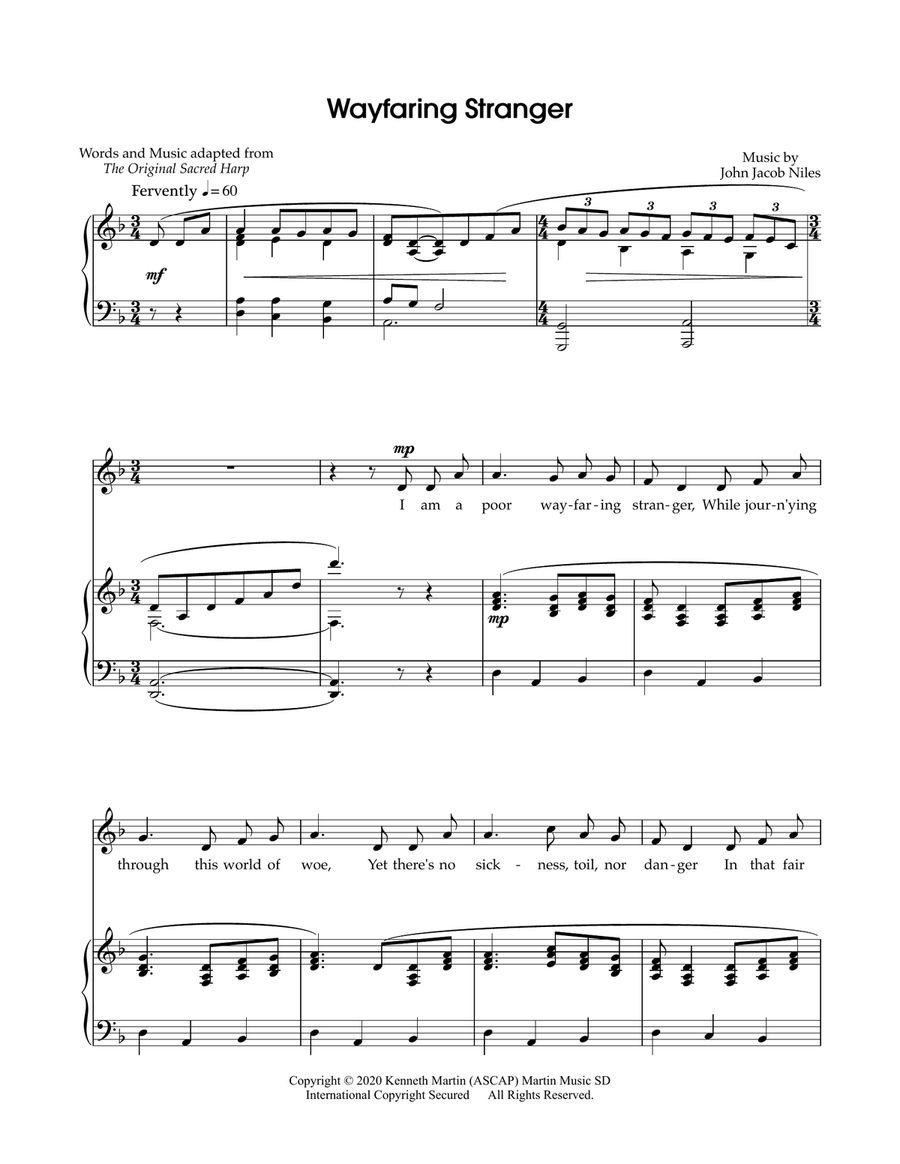 Wayfaring Stranger - Solo Voice and Piano (in High, Medium, and Low key) Piano, Vocal scores gallery preview page 6