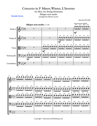 Book cover for CONCERTO IN F MINOR, Winter by Vivaldi, L'Inverno, 1st mov (Allegro con molto),String Orchestra, Int