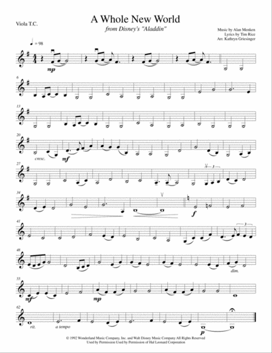 A Whole New World (from 'Aladdin') String Quartet scores gallery preview page 5
