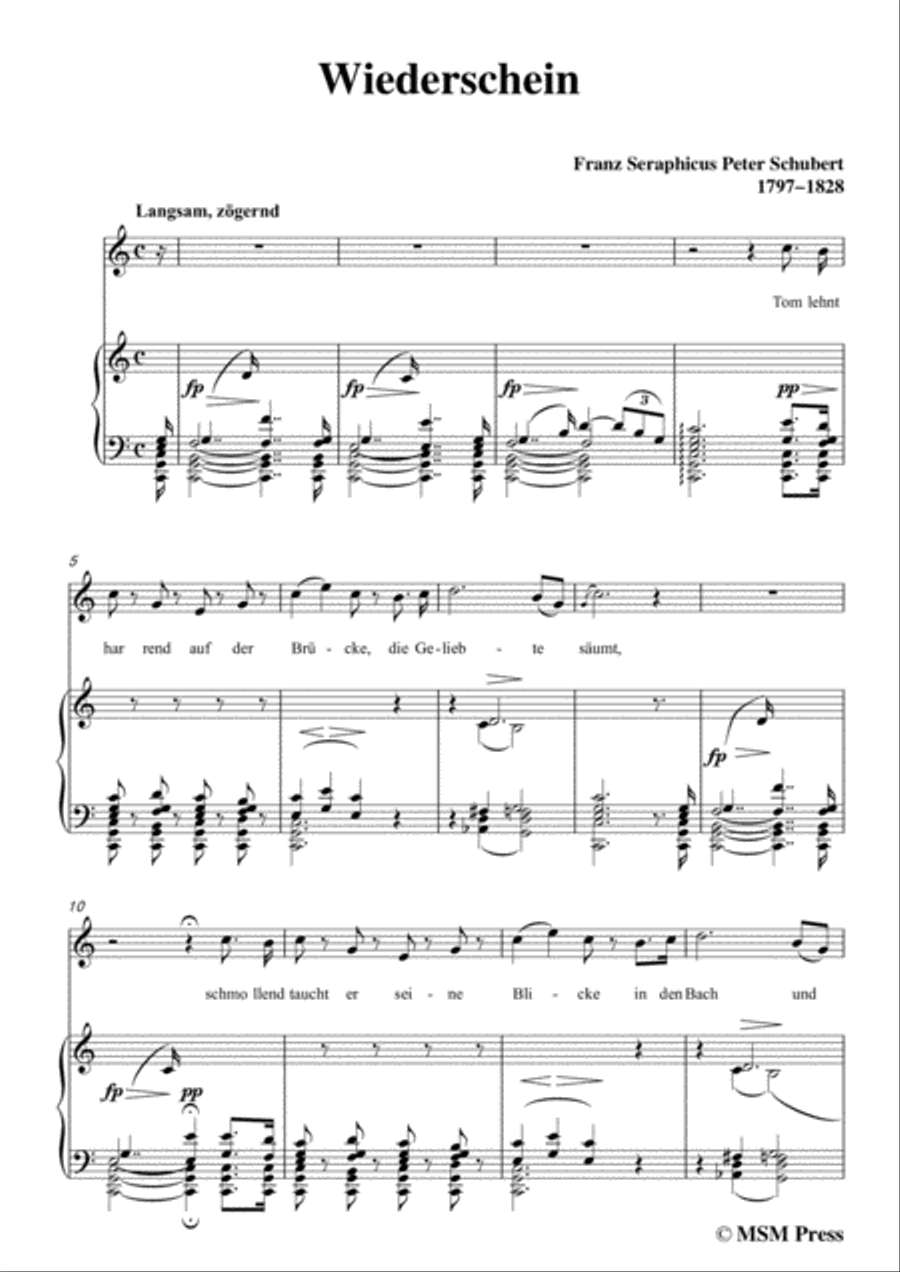 Schubert-Wiederschein,in C Major,for Voice&Piano Voice scores gallery preview page 3