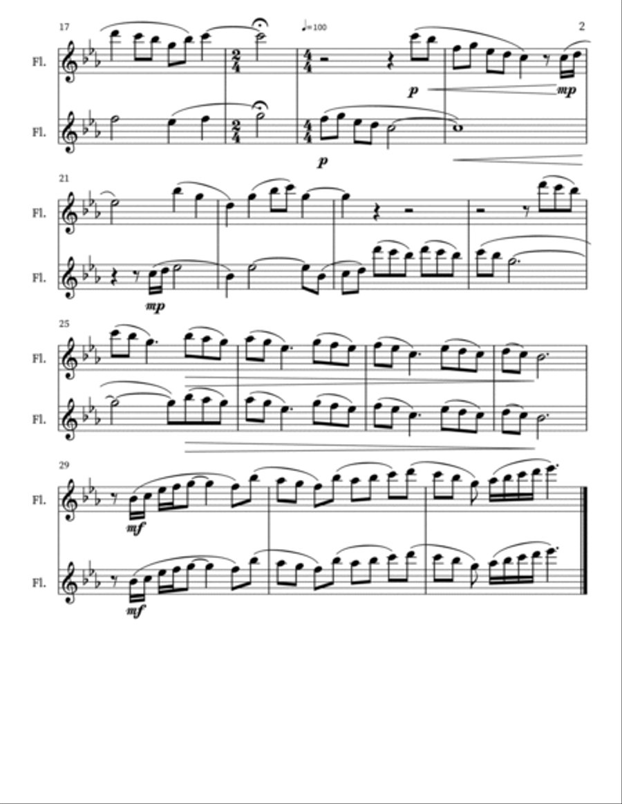 Flute Duet in Eb Major Flute Duet scores gallery preview page 2
