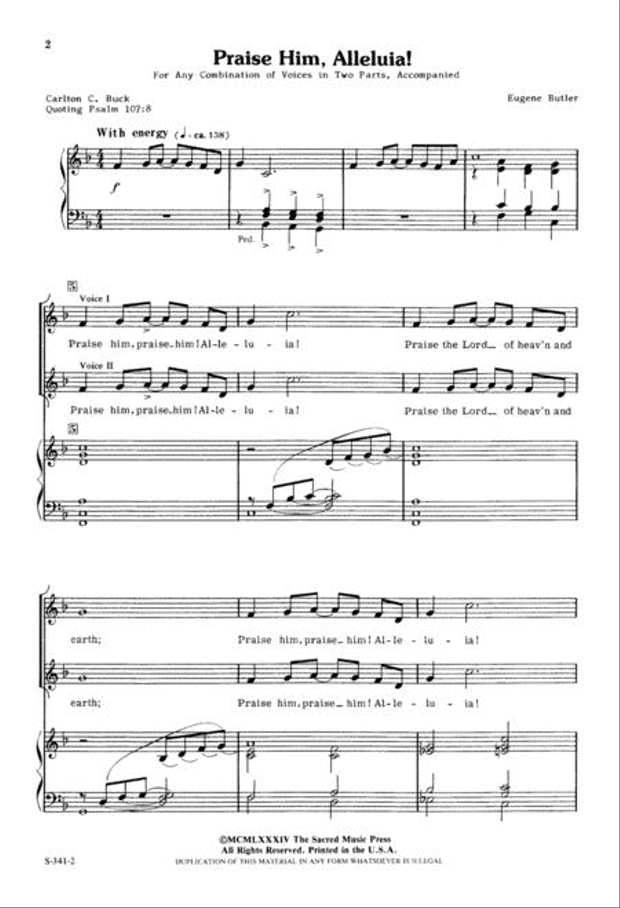 Praise Him, Alleluia Praise Him, Alleluia 2-Part scores gallery preview page 2