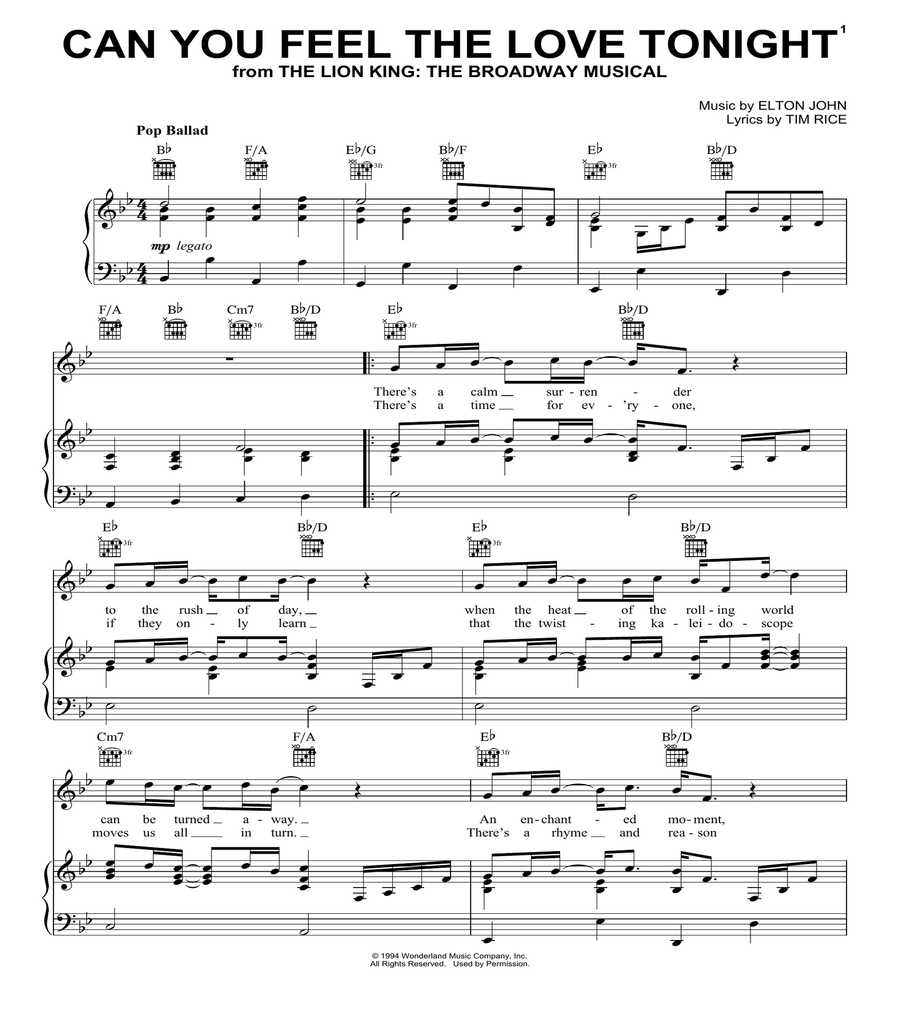 Can You Feel The Love Tonight (from The Lion King) Acoustic Guitar scores gallery preview page 1