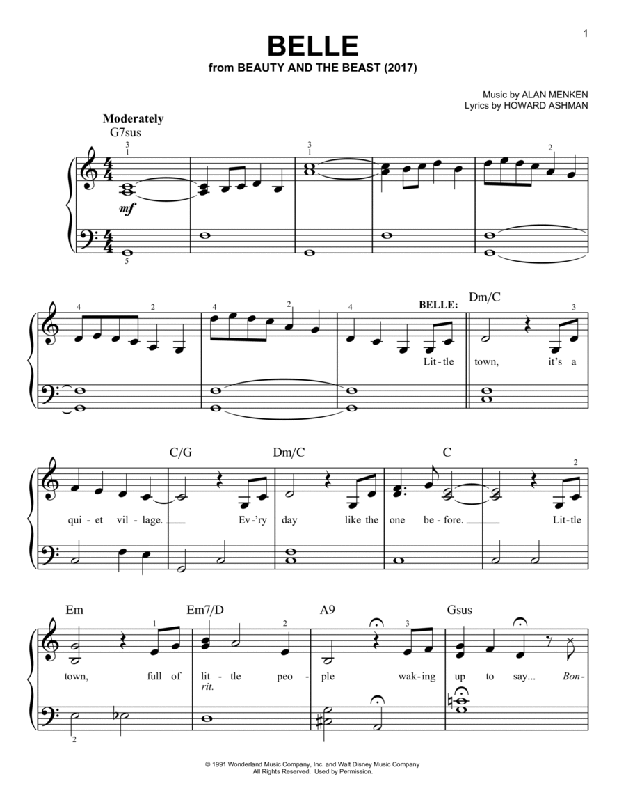 Belle (from Beauty And The Beast) Easy Piano scores gallery preview page 1
