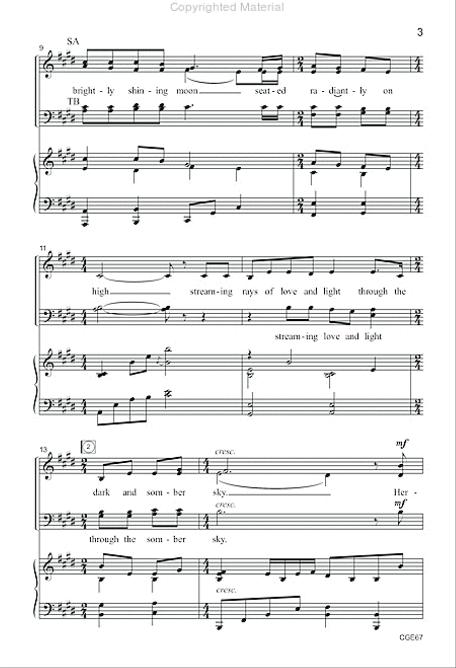 Evening Star (SATB with opt. cello) 4-Part scores gallery preview page 3