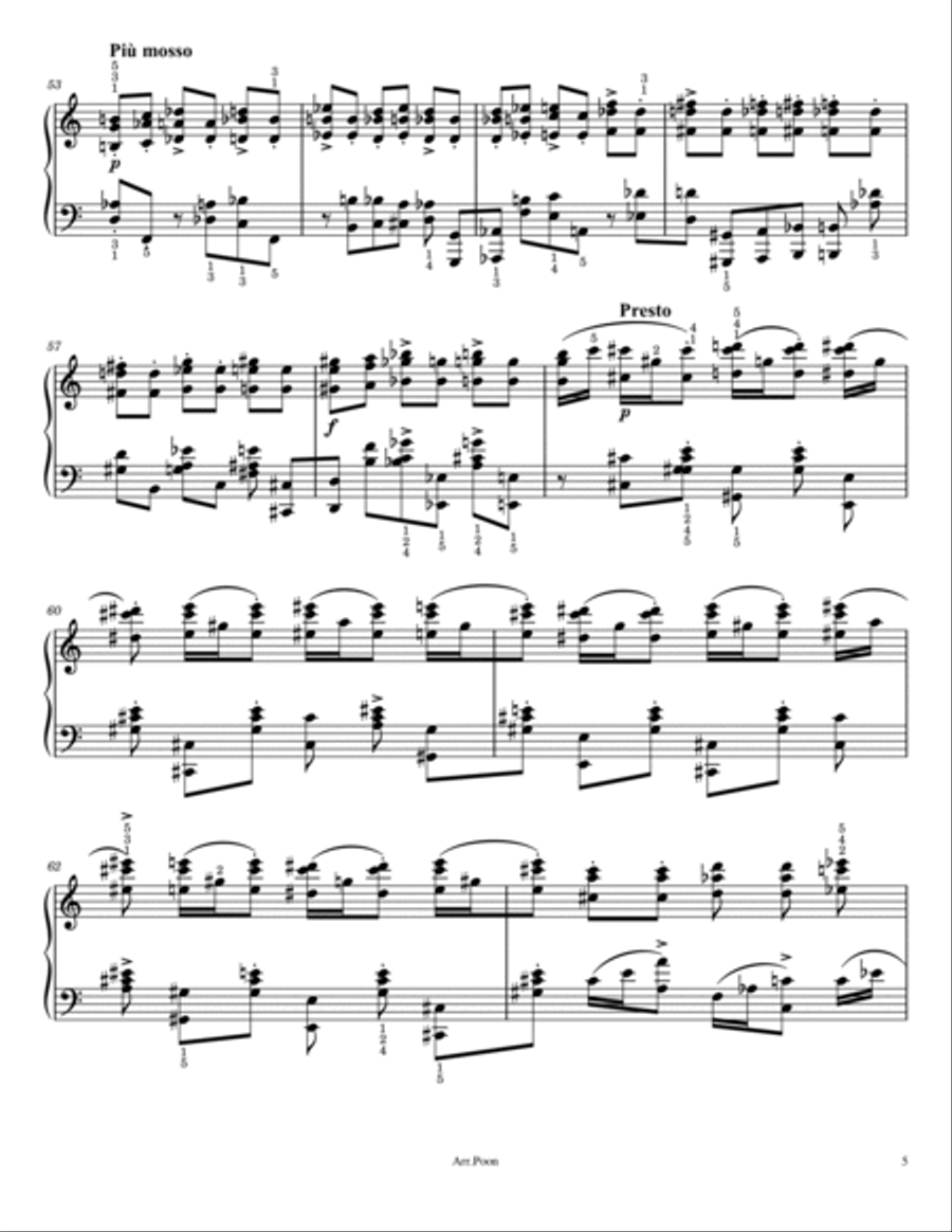Rachmaninoff Etudes-tableaux, Op.39 No.6 - In A Minor Original For Piano Solo With Fingered Piano Method scores gallery preview page 5