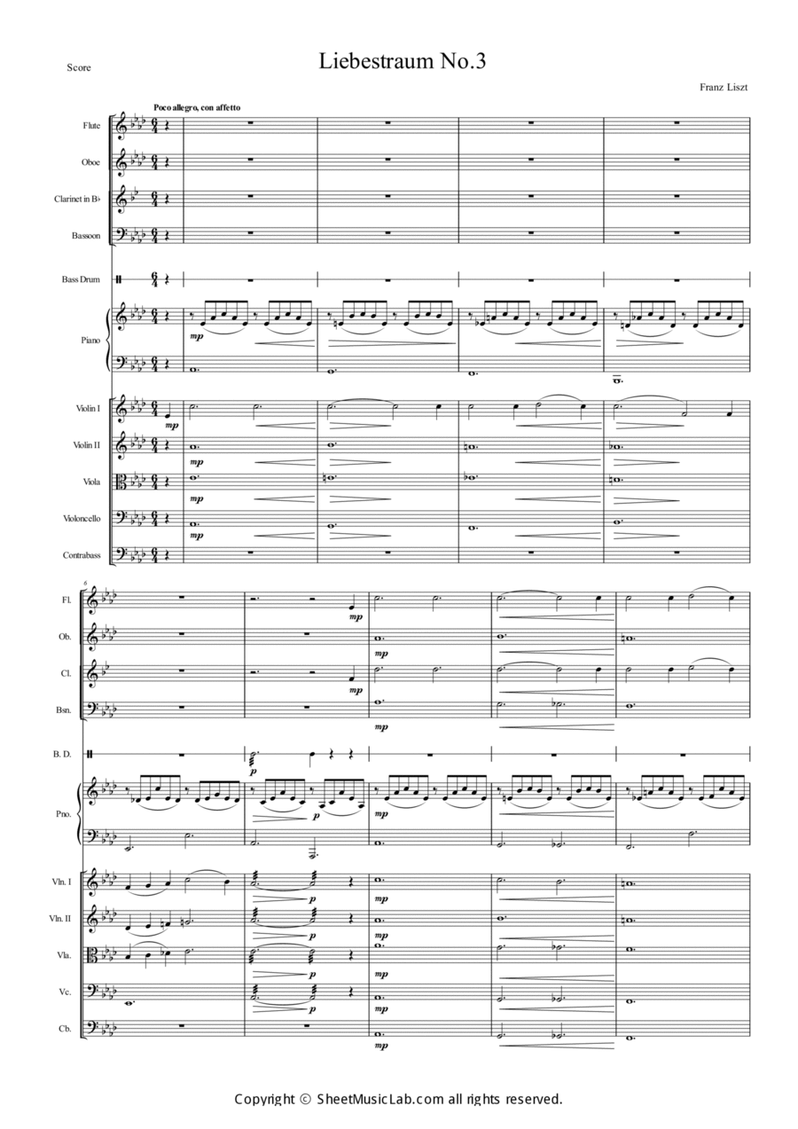 Liebestraum, S.541 No.3 Orchestra scores gallery preview page 1