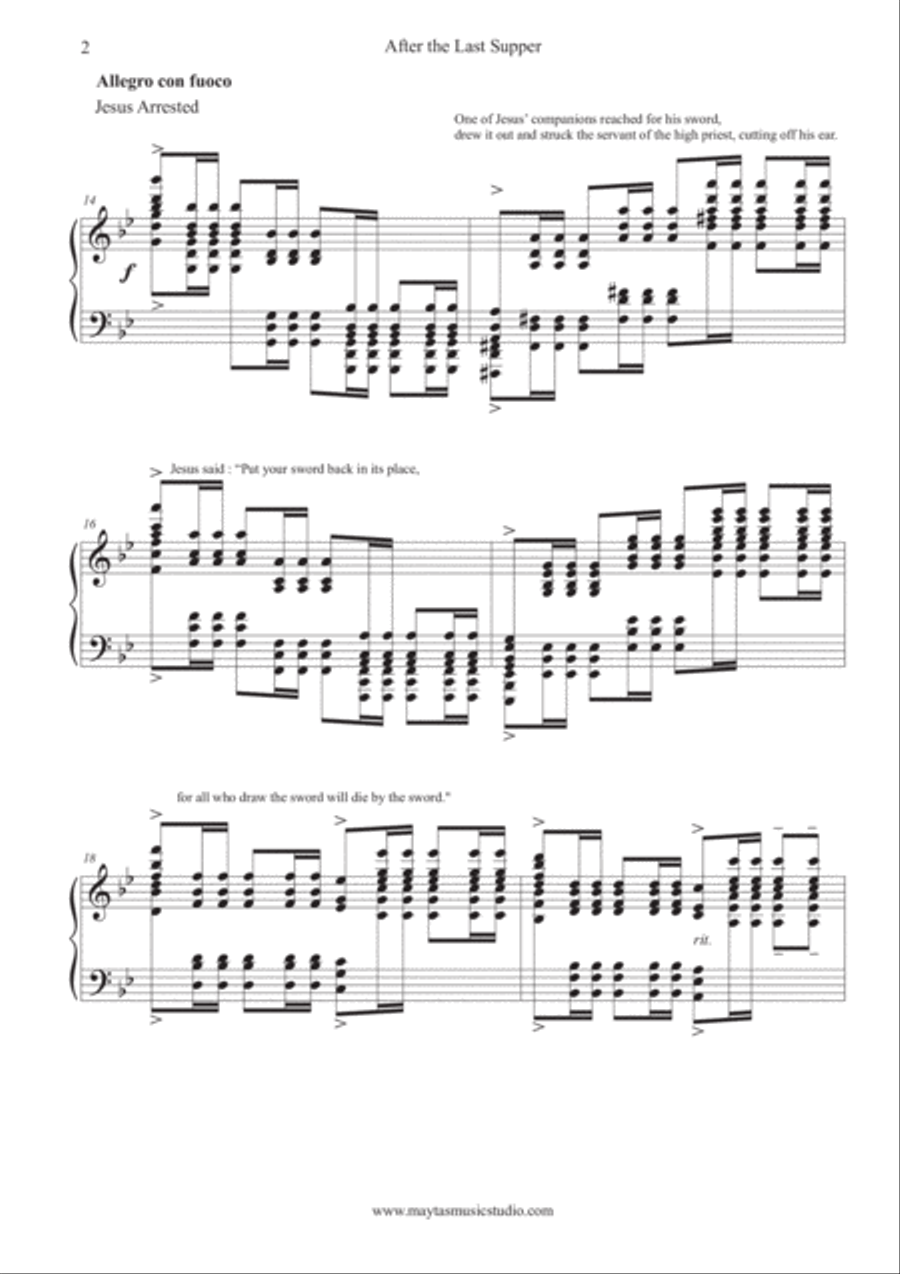 After the Last Supper - Piano Solo by Maytas Dhamalongkrot Piano Solo scores gallery preview page 2