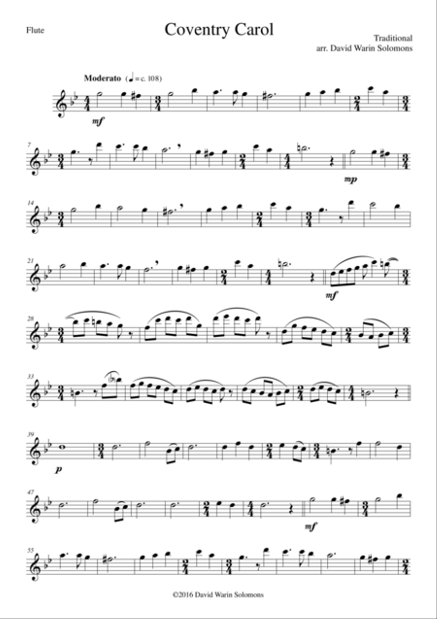 Coventry Carol for wind trio Woodwind Trio scores gallery preview page 4