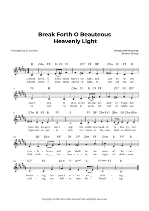 Break Forth O Beauteous Heavenly Light (Key of B Major)