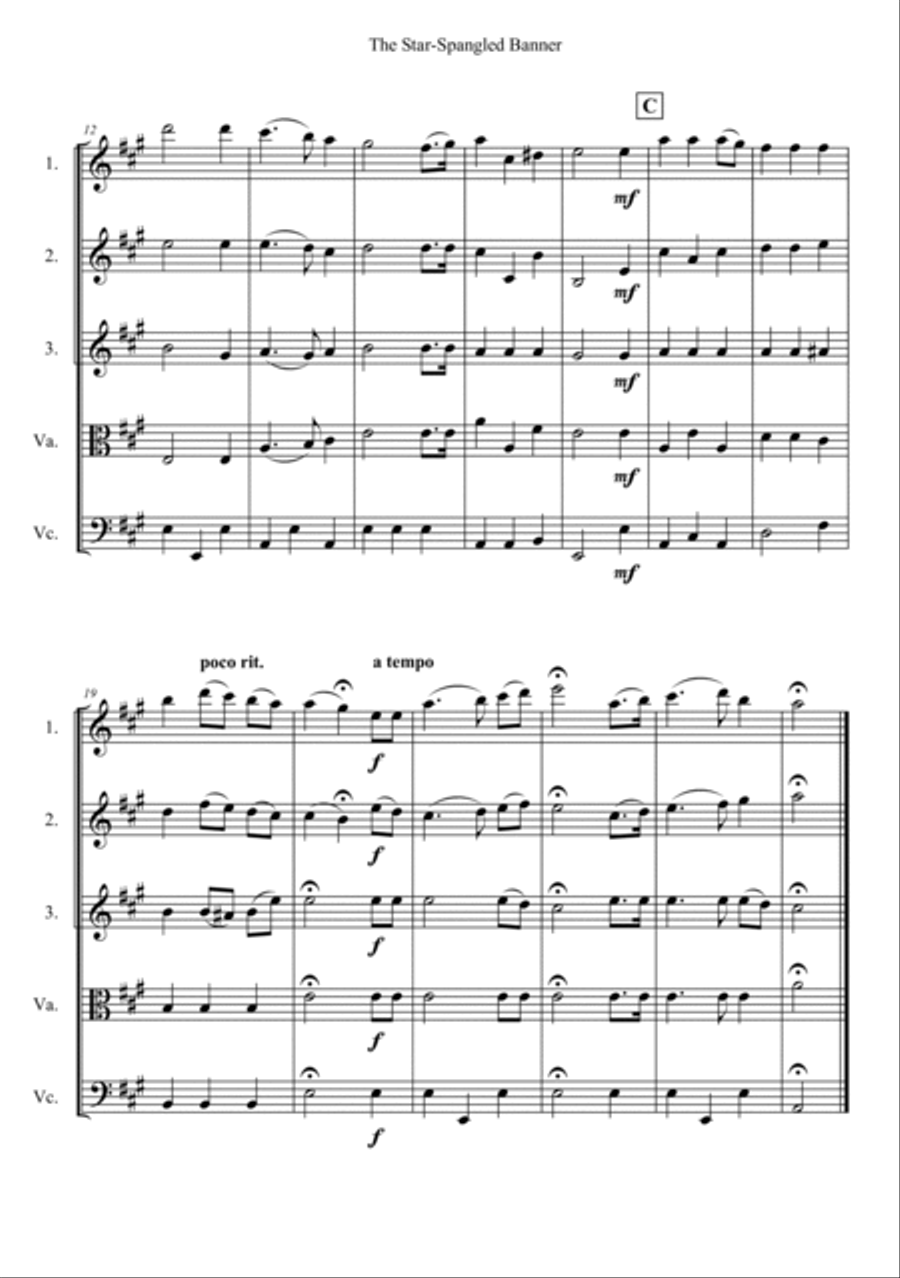 The Star-Spangled Banner String Quintet scores gallery preview page 2