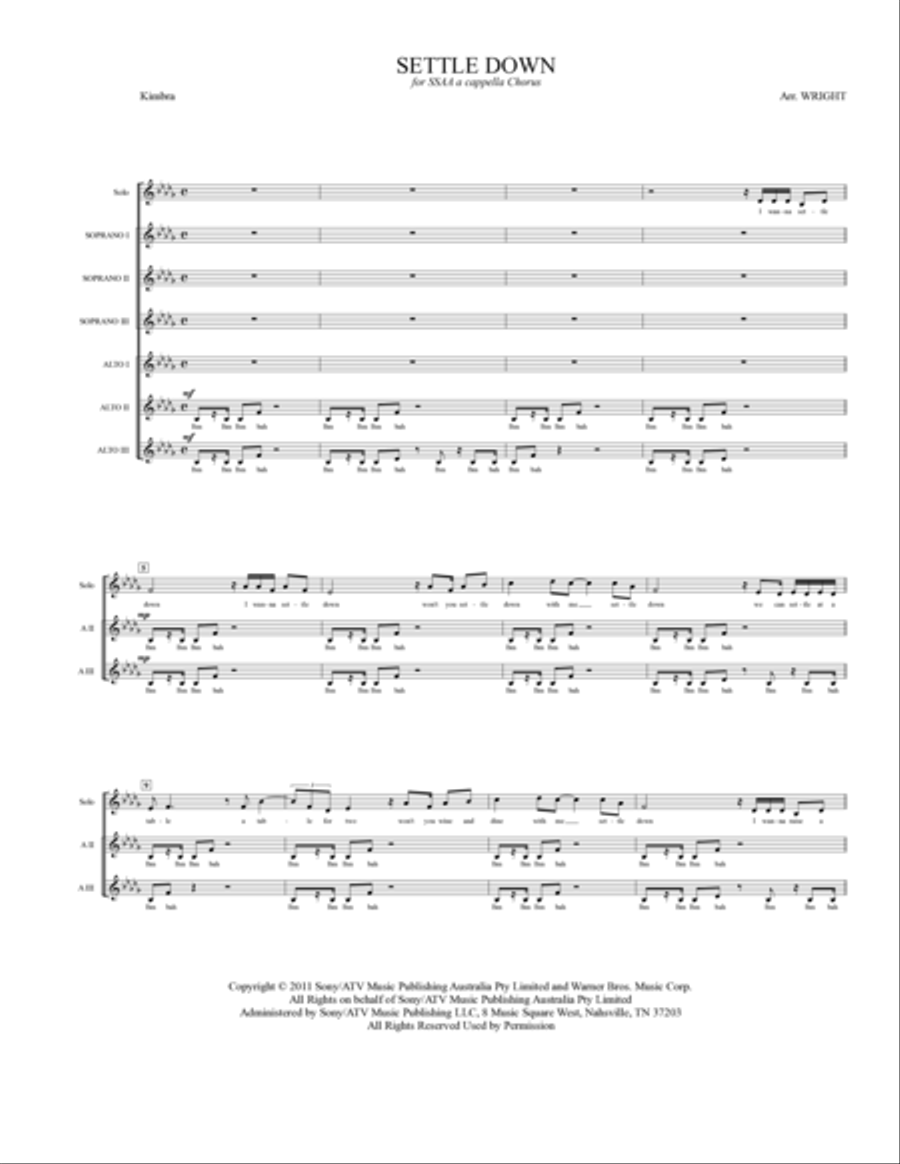 Settle Down Settle Down SSA scores gallery preview page 2