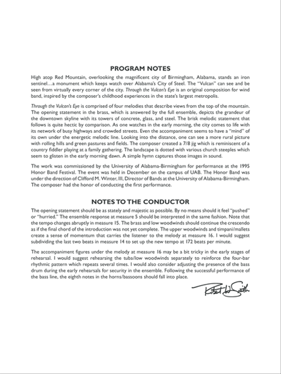 Through the Vulcan's Eye: Score Concert Band scores gallery preview page 2
