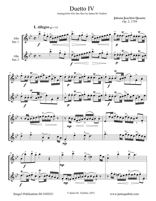 Quantz: Duetto Op. 2 No. 4 for Alto Sax Duo
