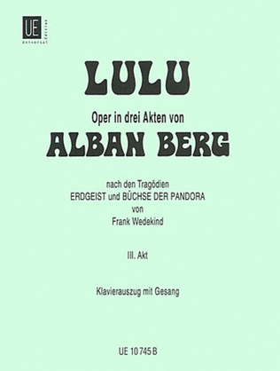 Book cover for Lulu, Act 3, Vocal Score