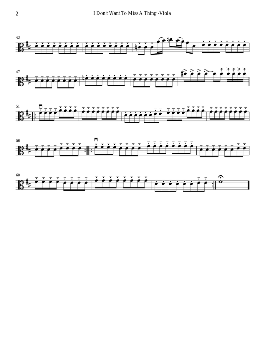I Don't Want To Miss A Thing String Quartet scores gallery preview page 6