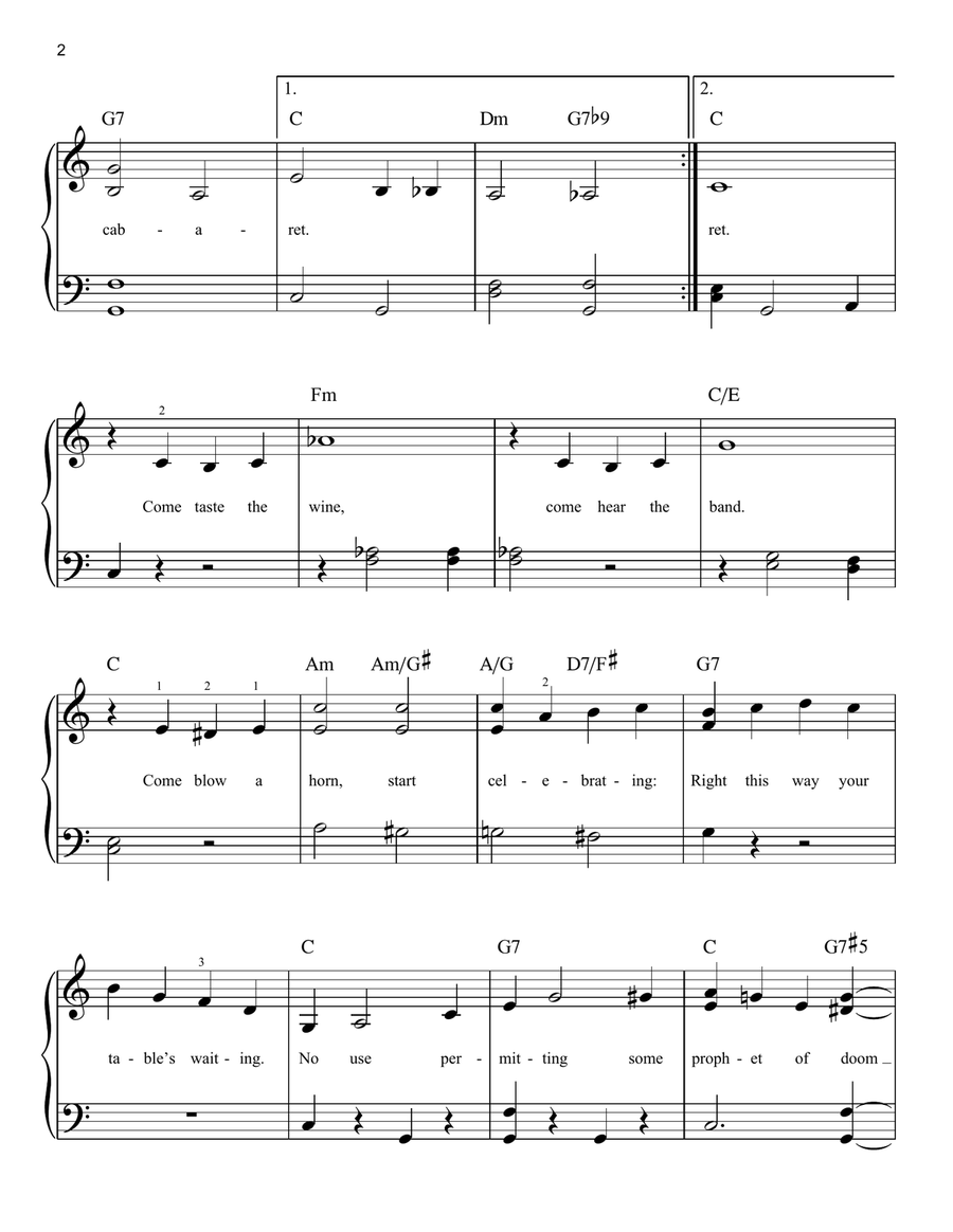 Cabaret Easy Piano scores gallery preview page 2