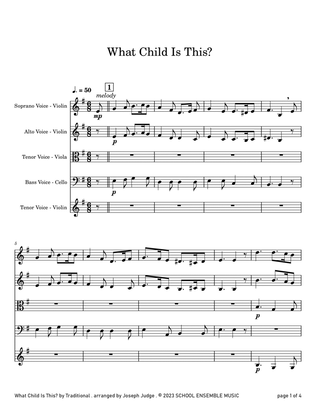 Book cover for What Child Is This for String Quartet in Schools