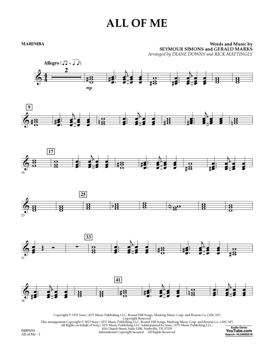 All of Me - Marimba Concert Band scores gallery preview page 1
