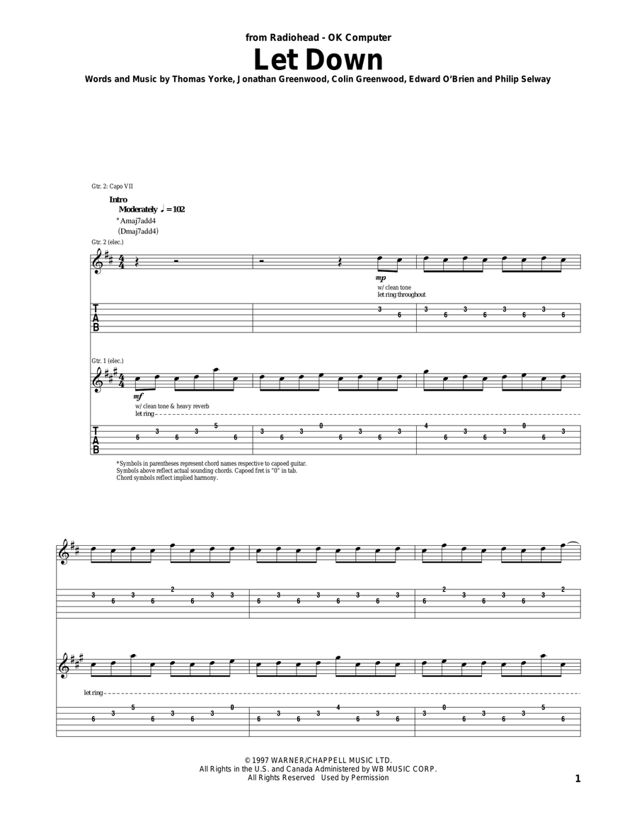 Let Down Acoustic Guitar scores gallery preview page 1