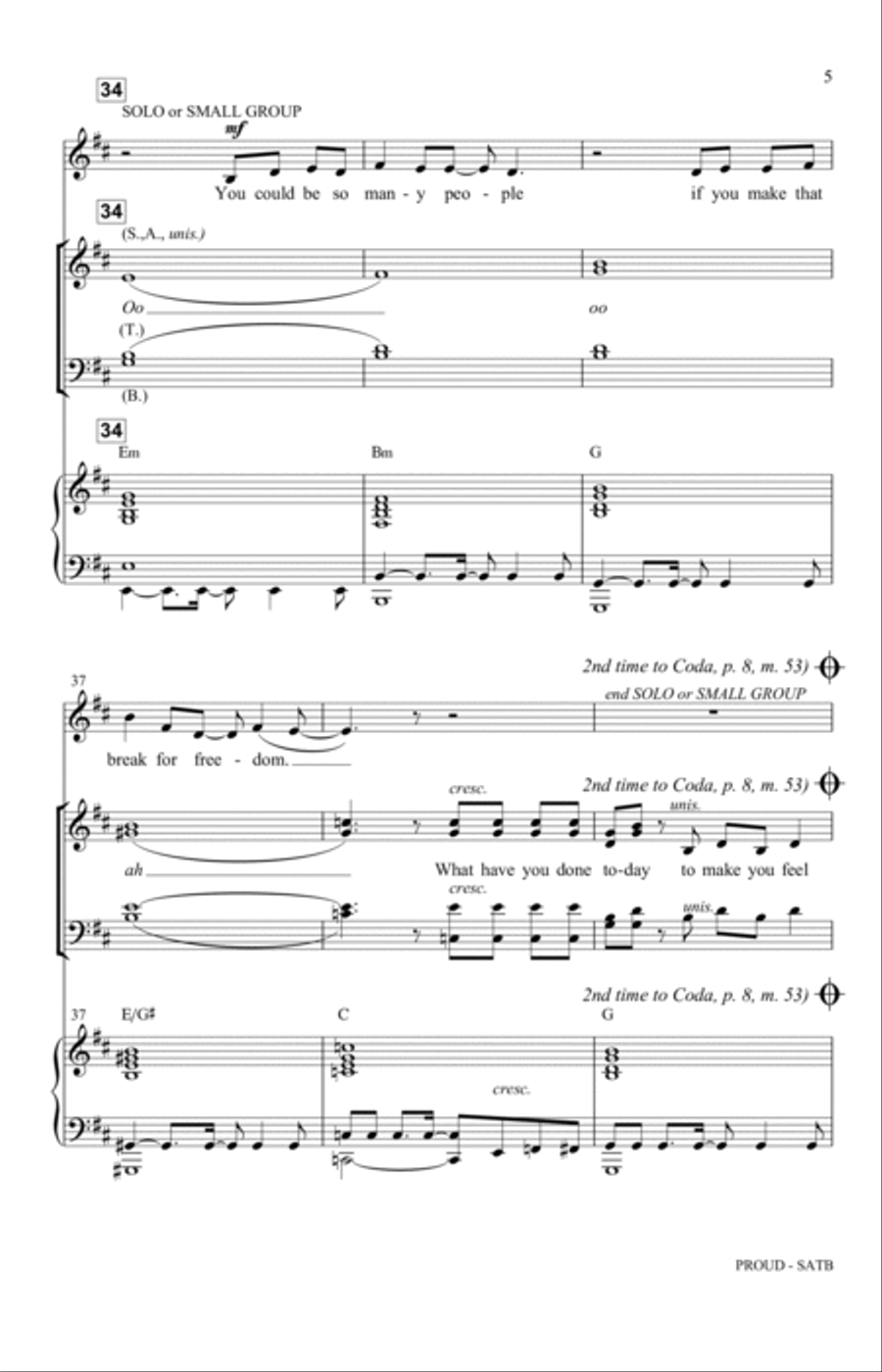 Proud (arr. Greg Gilpin) 4-Part scores gallery preview page 5