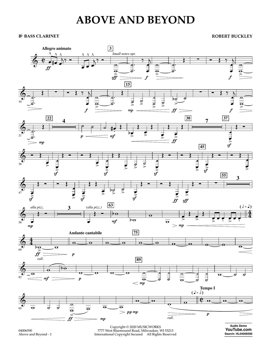 Above and Beyond - Bb Bass Clarinet Concert Band scores gallery preview page 1