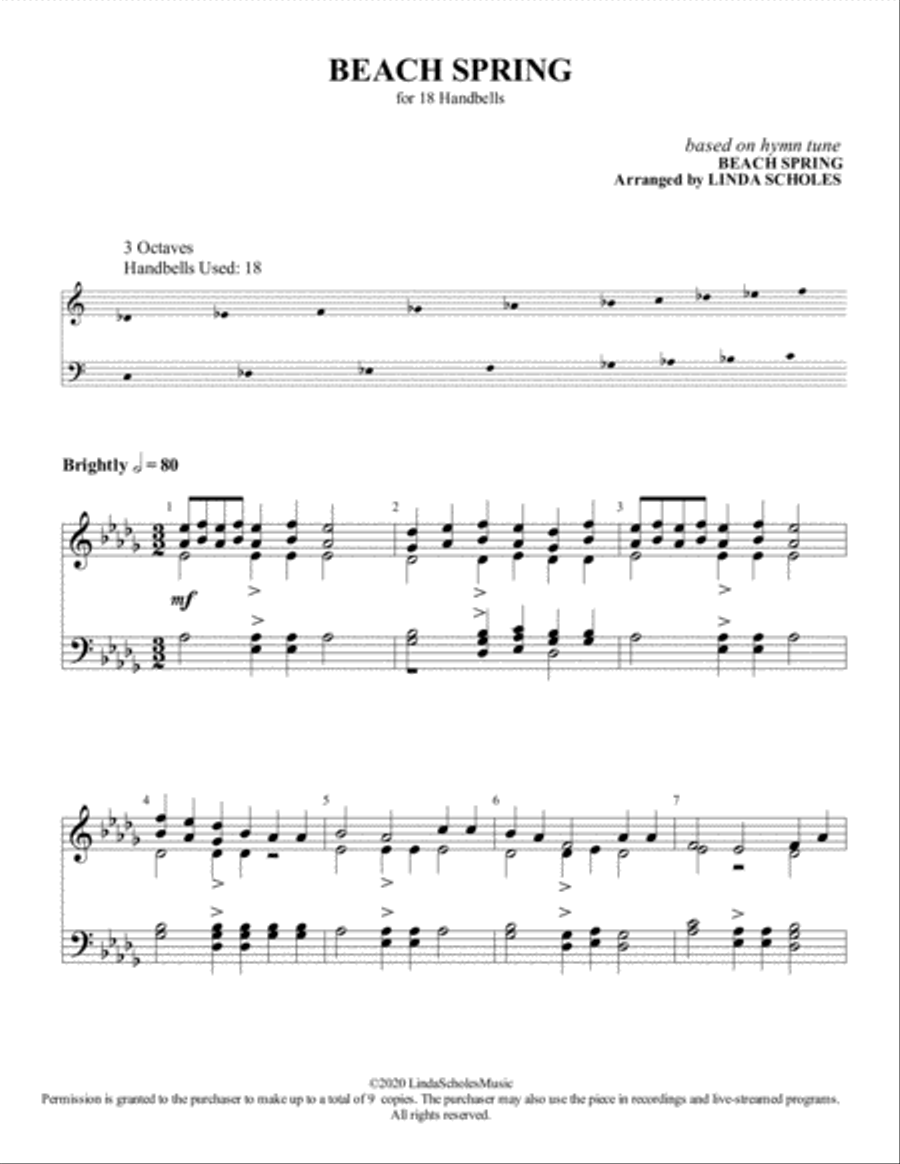 Beach Spring (for 18 bells) Large Ensemble scores gallery preview page 2
