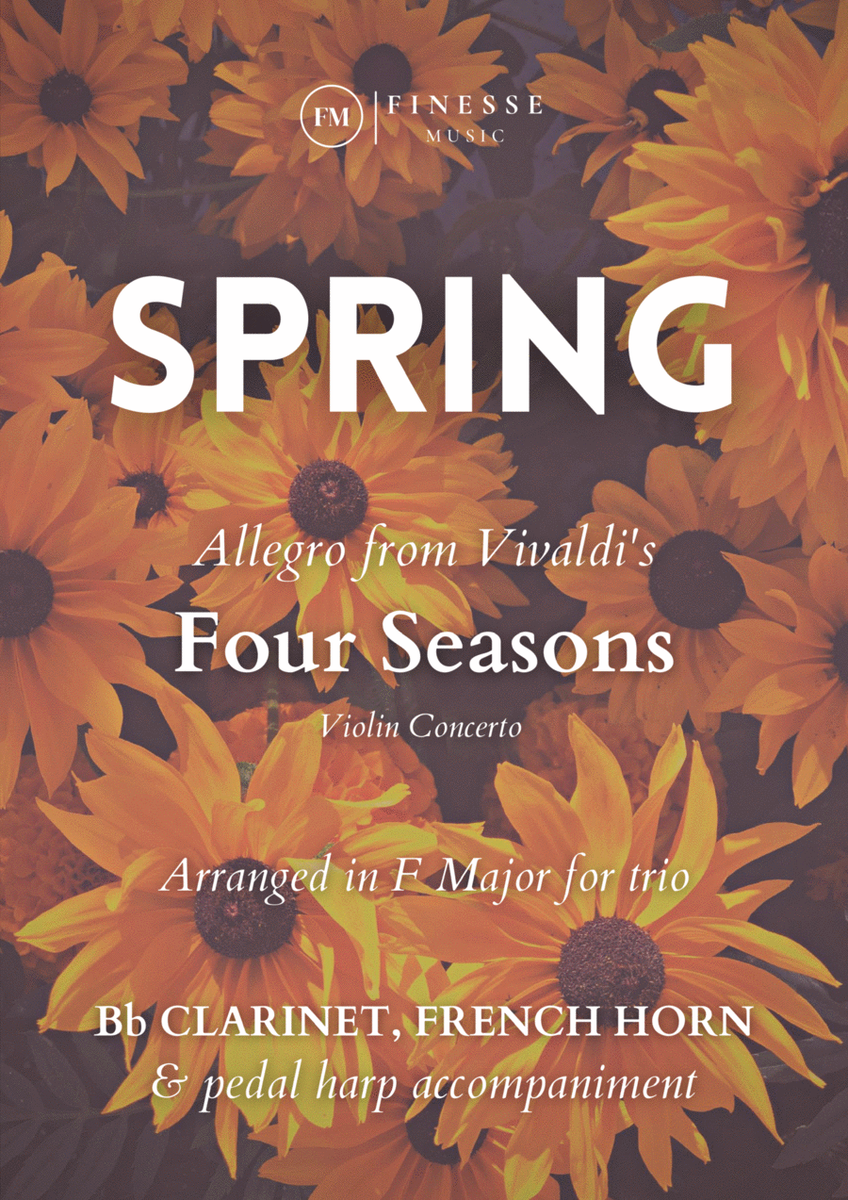 TRIO - Four Seasons Spring (Allegro) for Bb CLARINET, FRENCH HORN and PEDAL HARP - F Major image number null