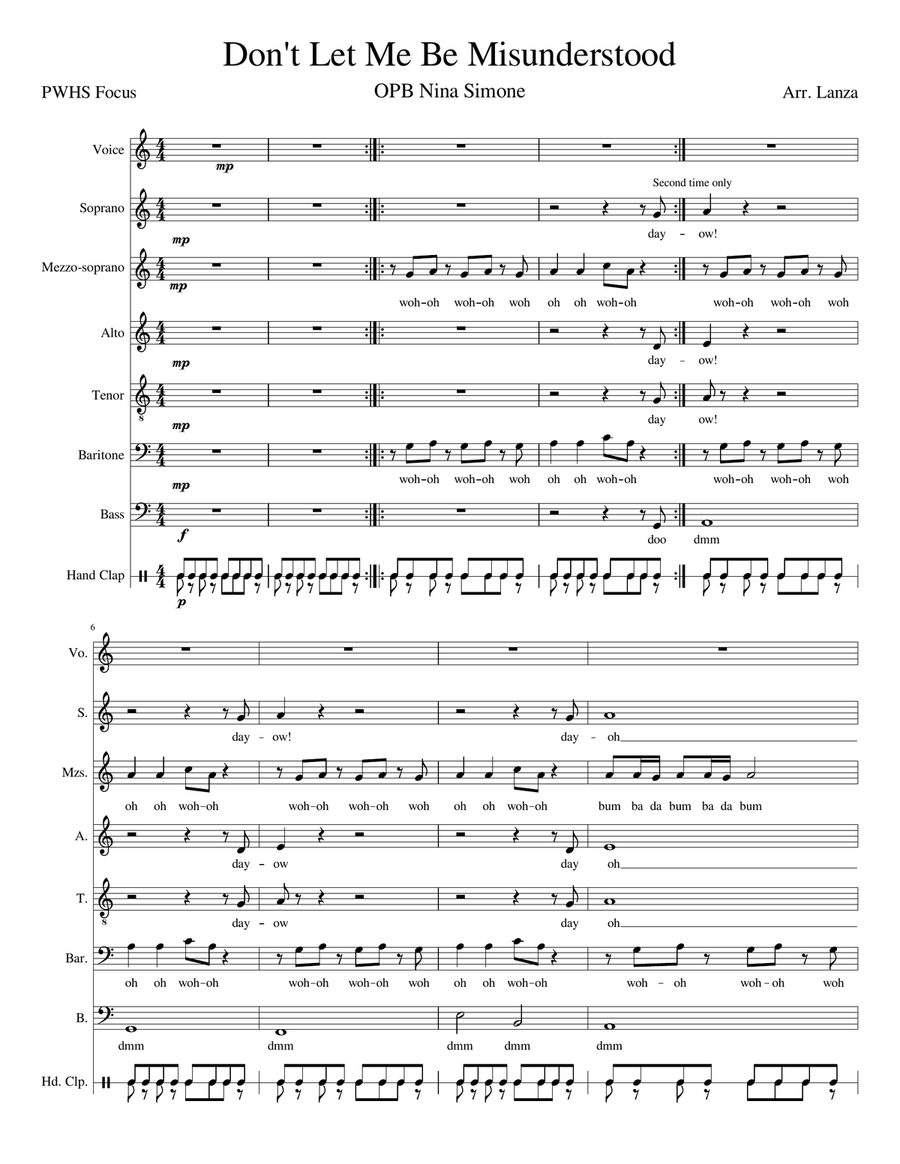 Don't Let Me Be Misunderstood 4-Part scores gallery preview page 1