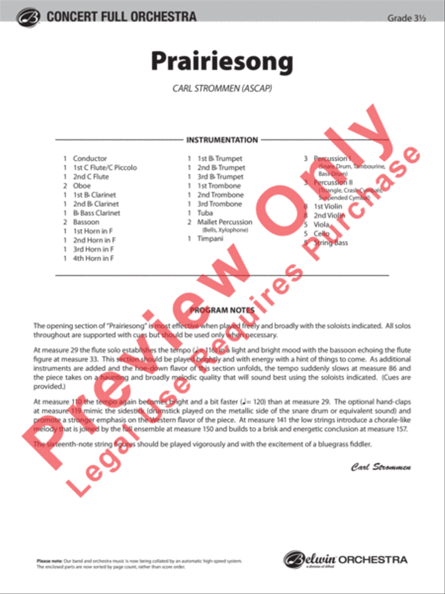 Prairiesong Full Orchestra scores gallery preview page 2