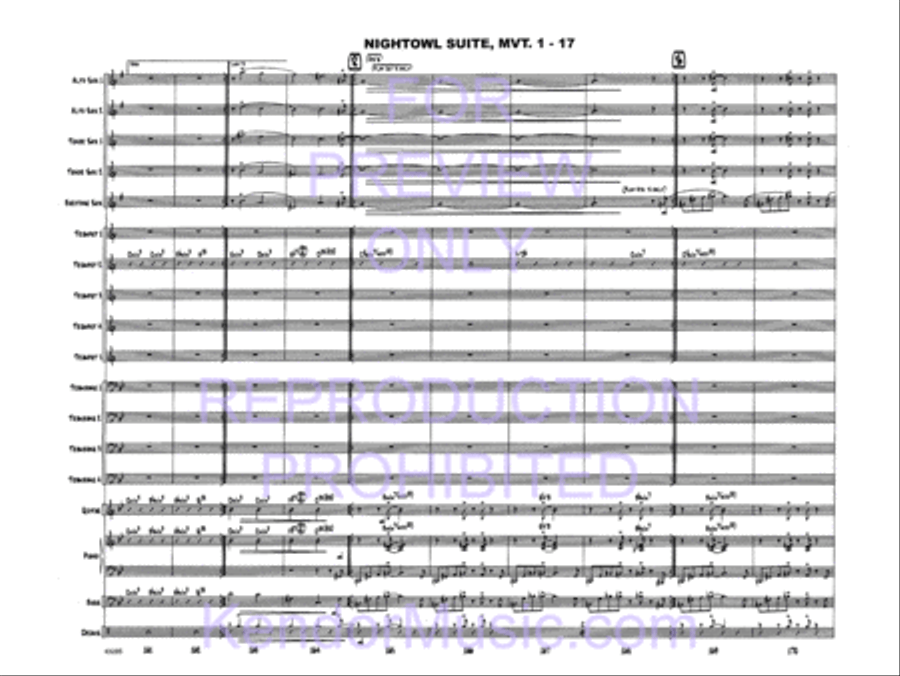 Nightowl Suite, Movement 1 (11 p.m. - Searching For Birdland) Jazz Ensemble scores gallery preview page 19