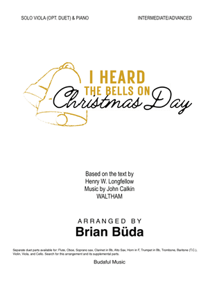 Book cover for I Heard the Bells on Christmas Day - Viola solo (opt. duet)