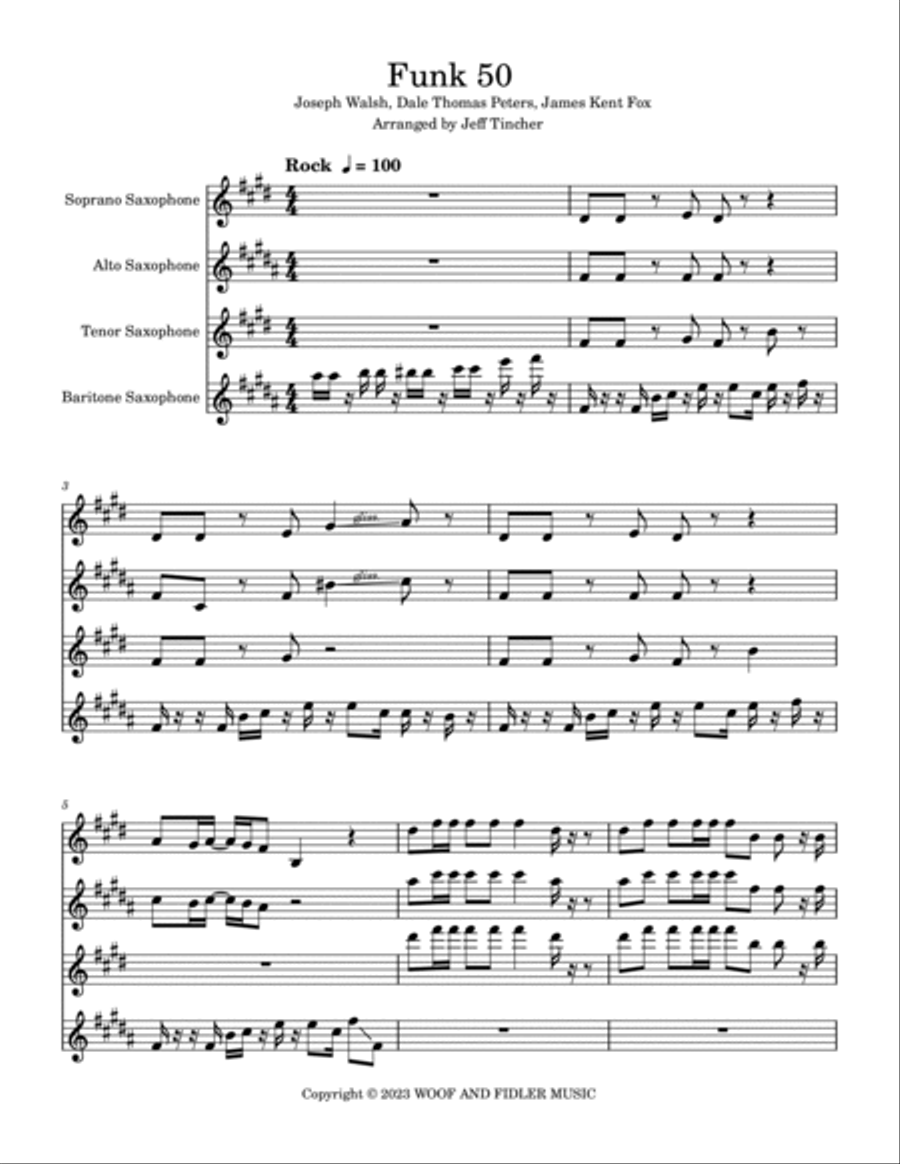 Funk 50 Funk 50 Saxophone Quartet scores gallery preview page 2