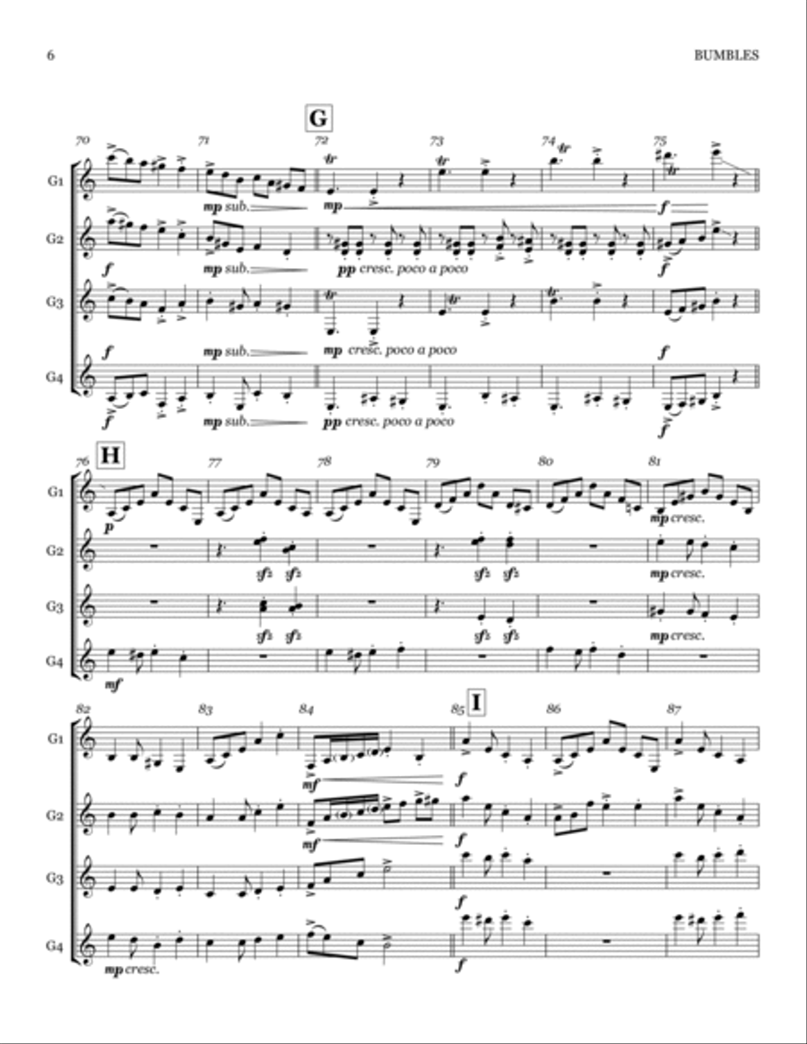 Bumbles (for Guitar Quartet) Guitar Ensemble scores gallery preview page 6