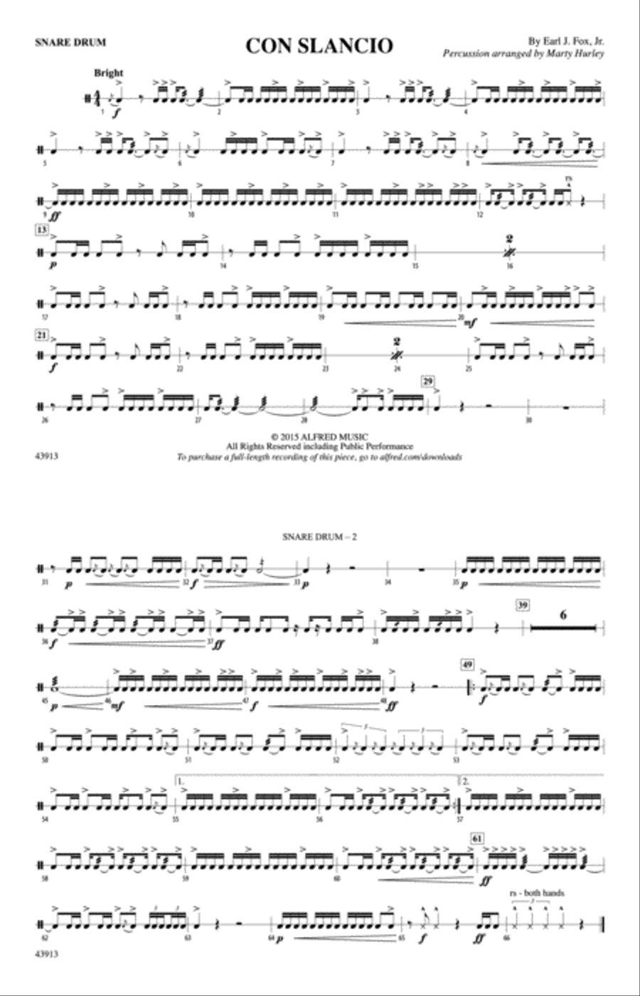 Con Slancio: Snare Drum Con Slancio: Snare Drum Marching Band scores gallery preview page 1