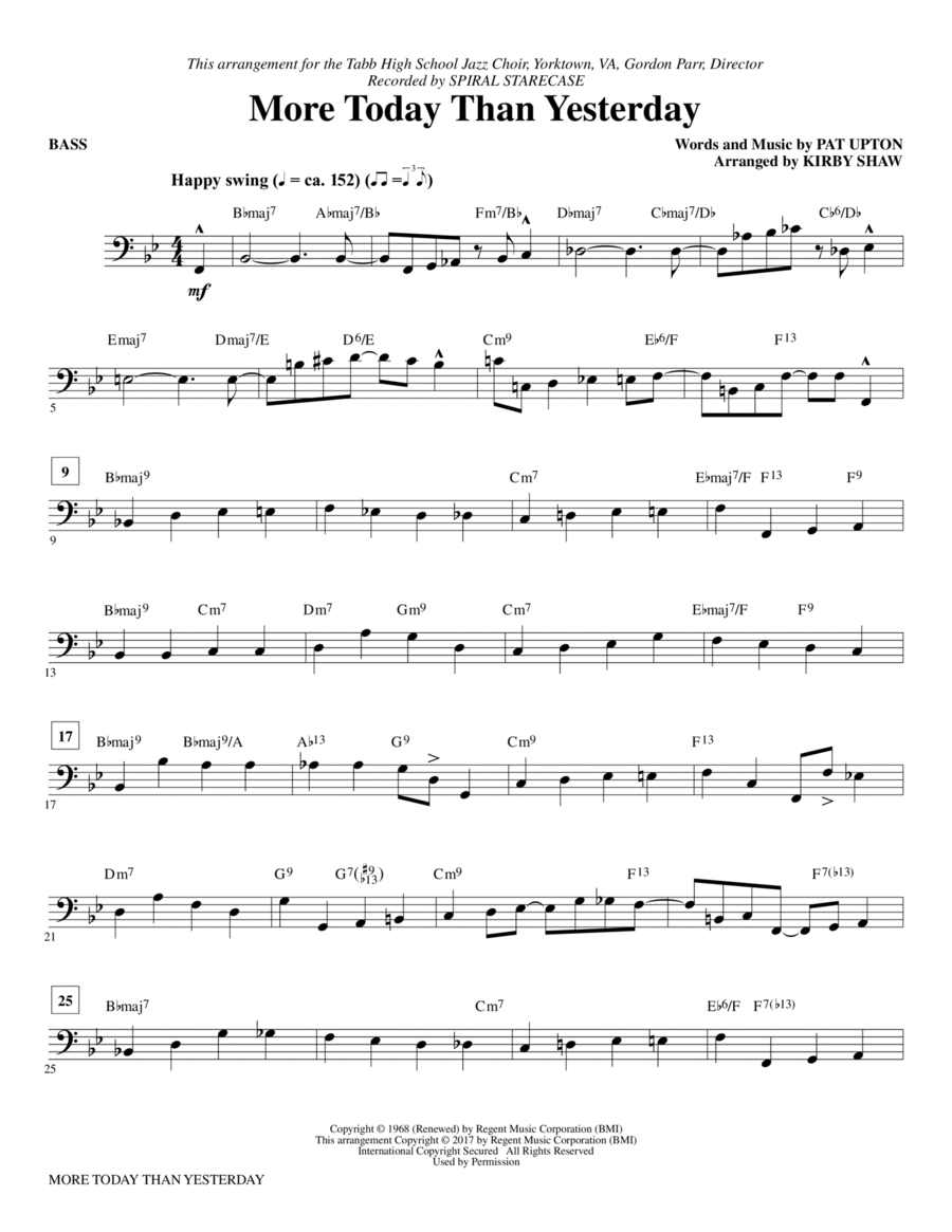 More Today Than Yesterday - Bass Choir scores gallery preview page 1