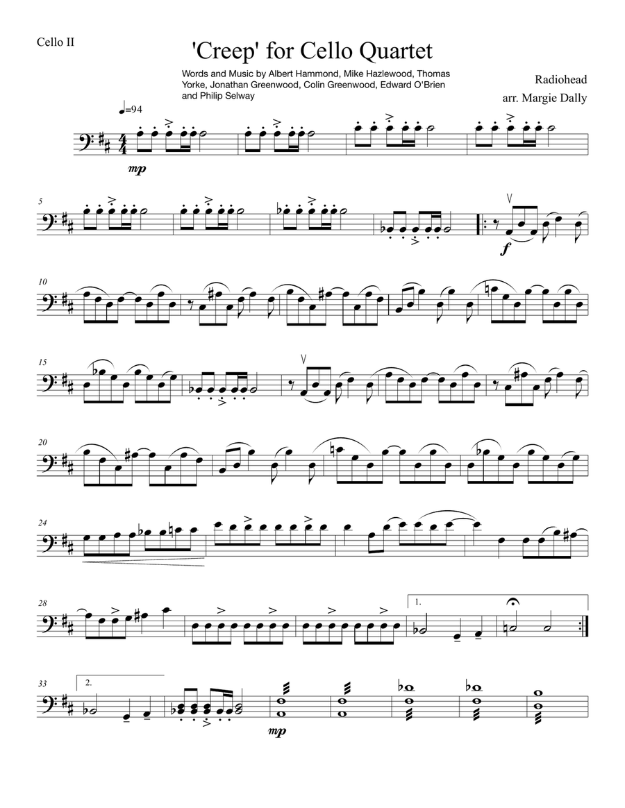 Creep String Quartet scores gallery preview page 3