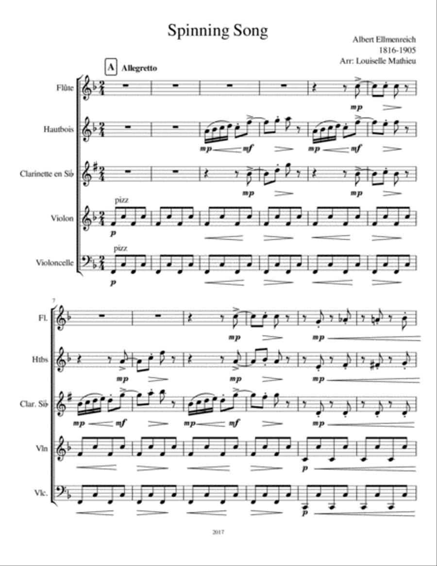 Spinning Song Small Ensemble scores gallery preview page 1