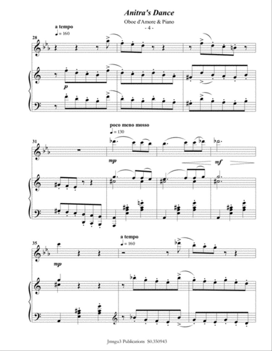 Grieg: Anitra's Dance from Peer Gynt Suite for Oboe d'Amore & Piano Oboe scores gallery preview page 5