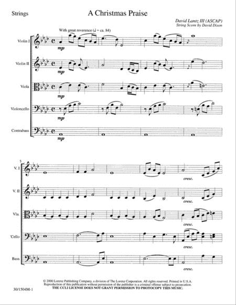 A Christmas Praise - String Score Choir scores gallery preview page 2