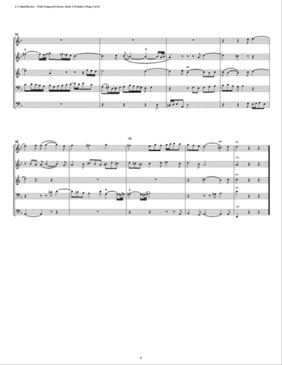 Prelude 04 from Well-Tempered Clavier, Book 2 (Double Reed Quintet) Woodwind Ensemble scores gallery preview page 5