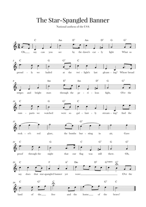 Star Spangled Banner for Violin
