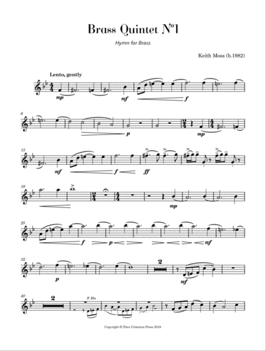 Brass Quintet Nº.1 - Hymn for Brass Brass Quintet scores gallery preview page 2