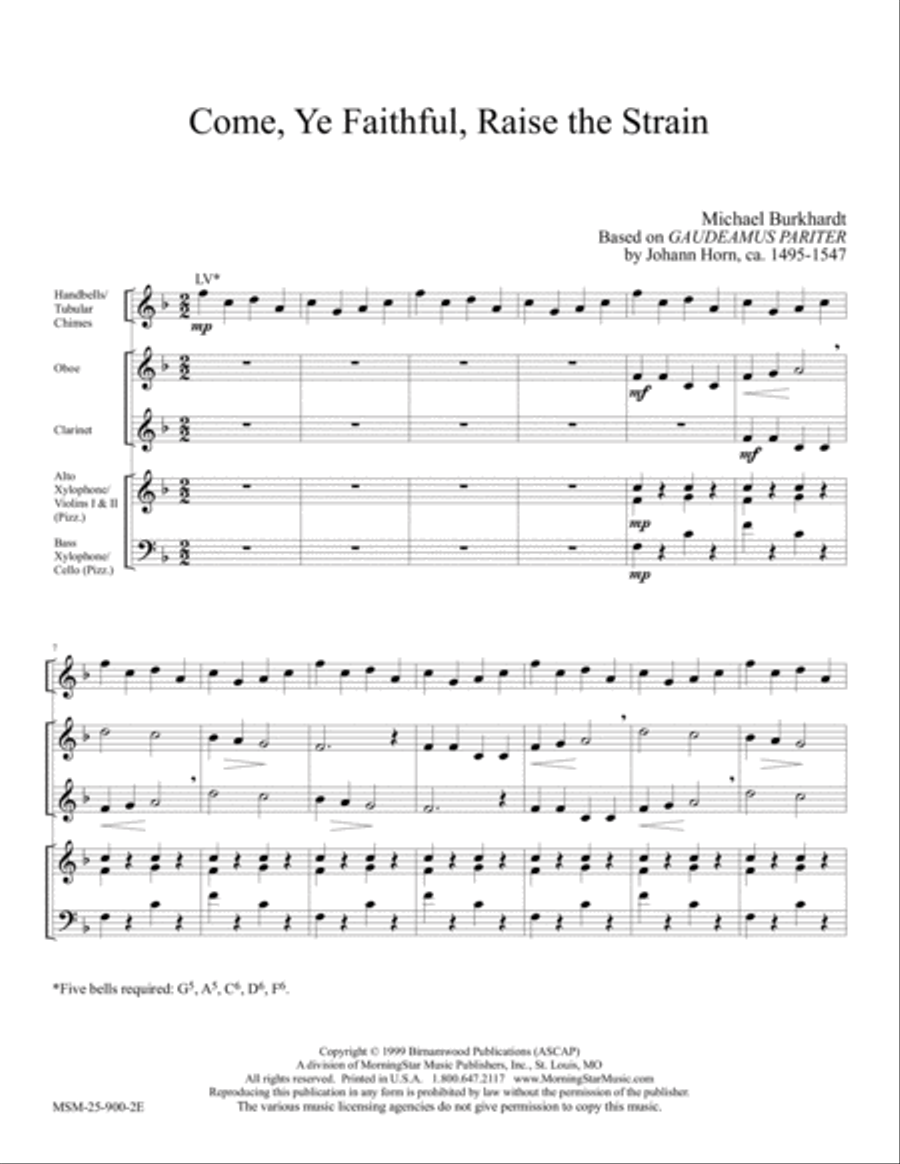 Come, Ye Faithful, Raise the Strain Clarinet scores gallery preview page 1